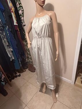 NWT Forever 21 Metallic Toggle Drawstring Halter Midi Parachute Dress-XL